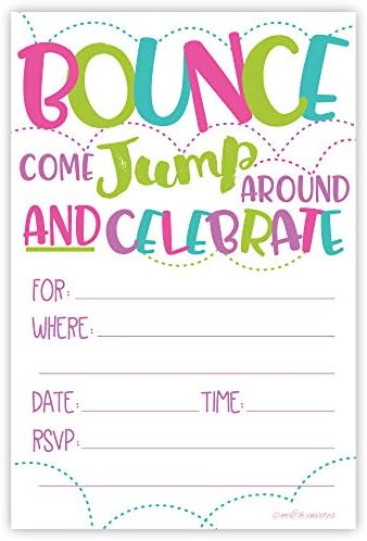 Girl Bounce House Party Invites 20 Count With Envelopes