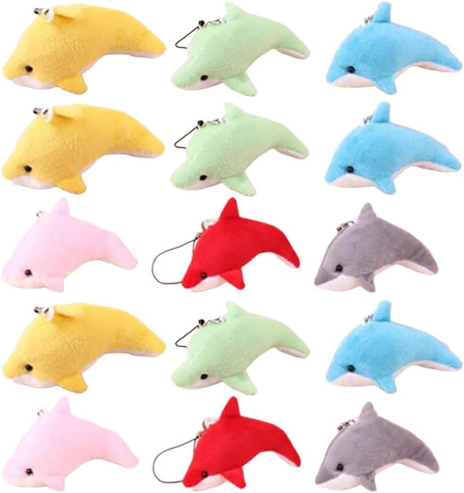 SAFIGLE 25pcs Plush Dolphin Keychains for Bags and Keys