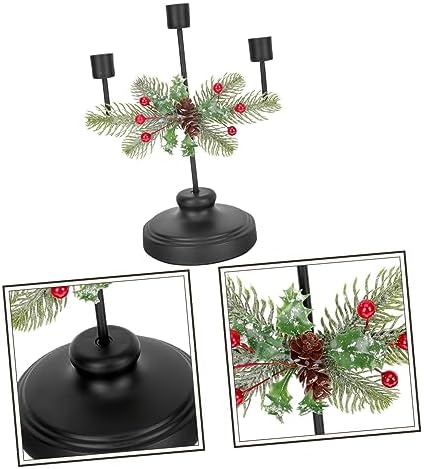 Elegant Christmas Candle Holder Three-Headed Table Centerpiece