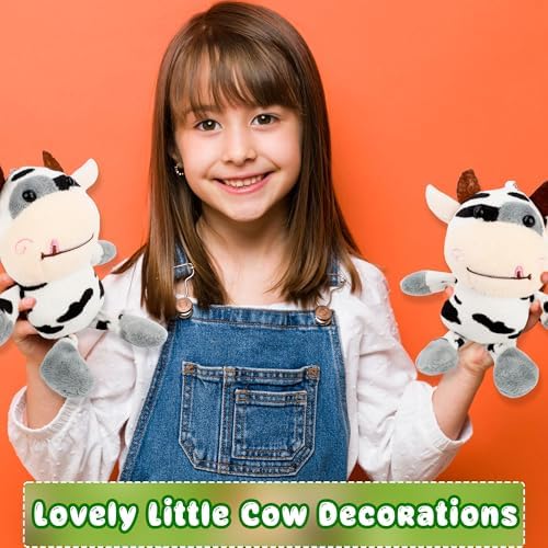 28 Pcs Plush Cow Keychain Cute Farm Animal Keyring Set