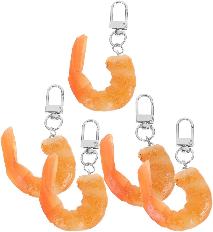 LOGOFUN 15PCS Shrimp Keychains for Bags and Keys