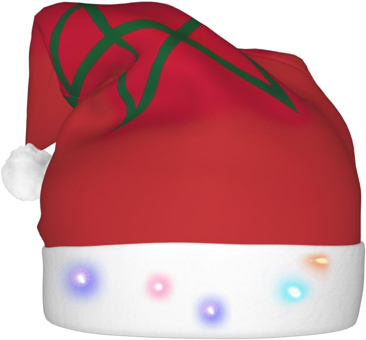 Morocco Flag Print Christmas Hat with LED Lights