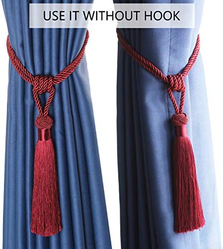 BEL AVENIR Curtain Tiebacks 2 Pack Red Tassels Holdbacks
