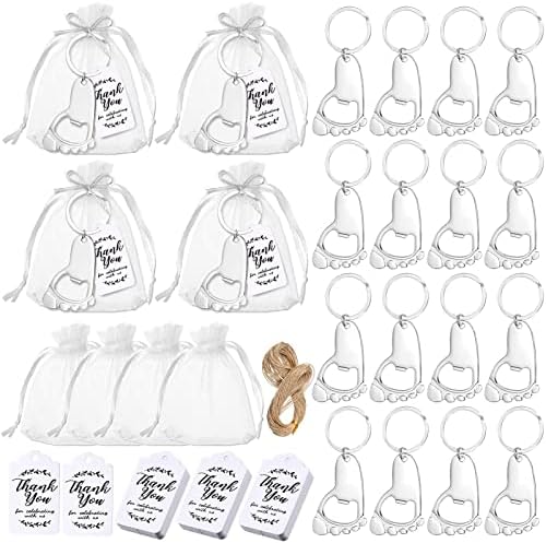 24Pcs Baby Footprint Keychain Bottle Opener