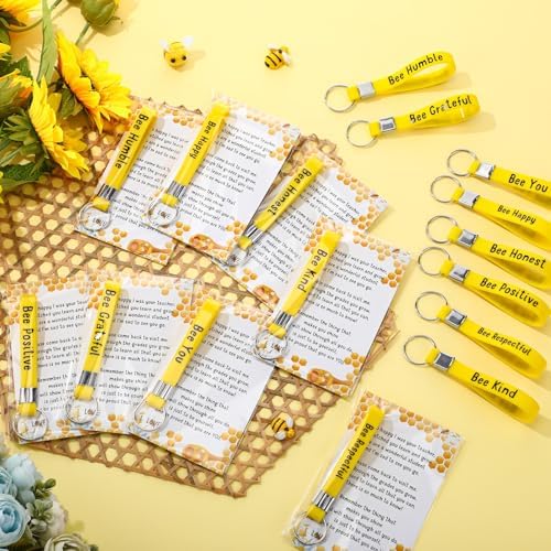 Back to School Gifts for Students from Teacher Inspirational Bee Keychain Cards