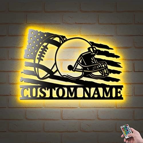Custom Football Helmet Metal Wall Art With LED Lights 1
