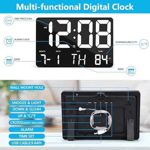 Amgico Digital Alarm Clock with Snooze and Temperature