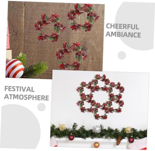 4pcs Christmas Candle Pine Cones and Berries Holiday Decor Set