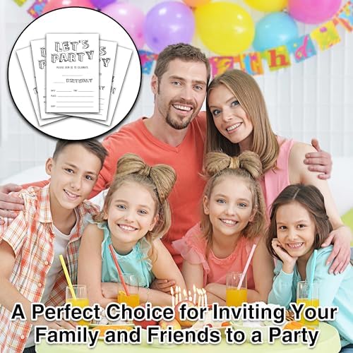 Black and White Birthday Invitations 25 Cards with Envelopes