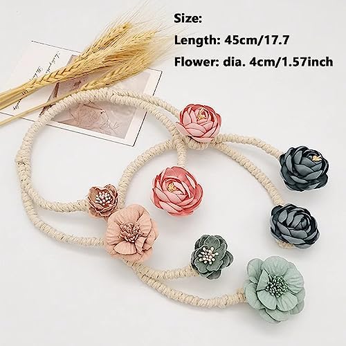 2 Pieces Flexible Curtain Tiebacks with Flower Design