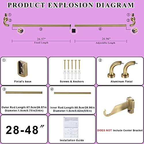 Antique Bronze Disc Curtain Rods 28-48 Inches