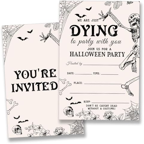 Halloween Party Invitations Adult Skull Halloween Invite 20 Cards with Envelopes Double Sided