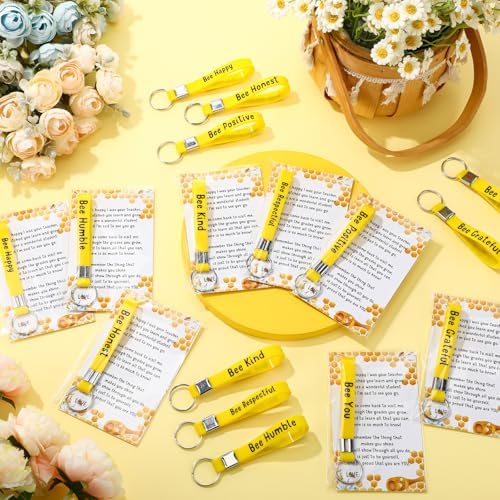 Back to School Gifts for Students from Teacher Inspirational Bee Keychain Cards