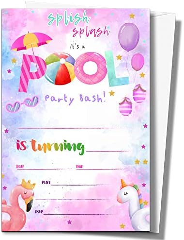 ISOVF 4 inch x 6 inch Birthday Party Invitations with Envelopes 20 Sets