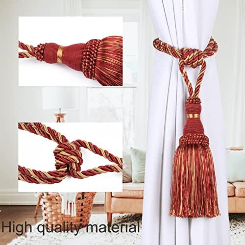 BEL AVENIR 2 Pack Tassel Curtain Tiebacks Holdbacks