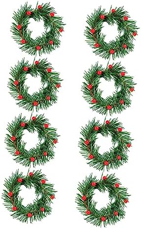 Christmas Candle Garland with Red Berries for Home Decor