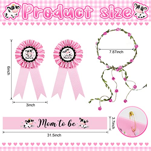 Chunful Pink Cow Mom to Be Sash Set