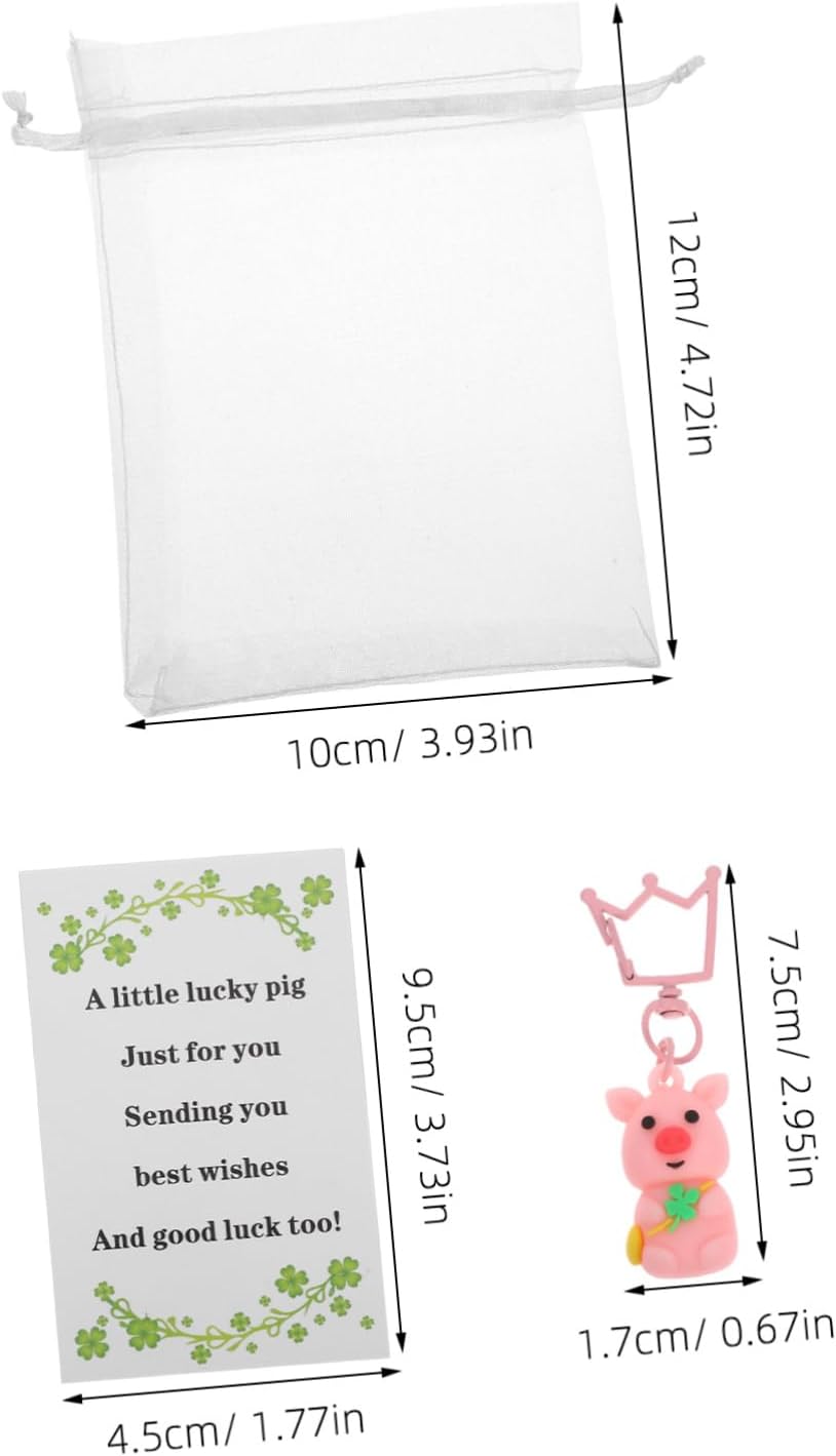 HEALLILY 20pcs Pink Pig Keychains Four Leaf Clover Pendant Party Favors