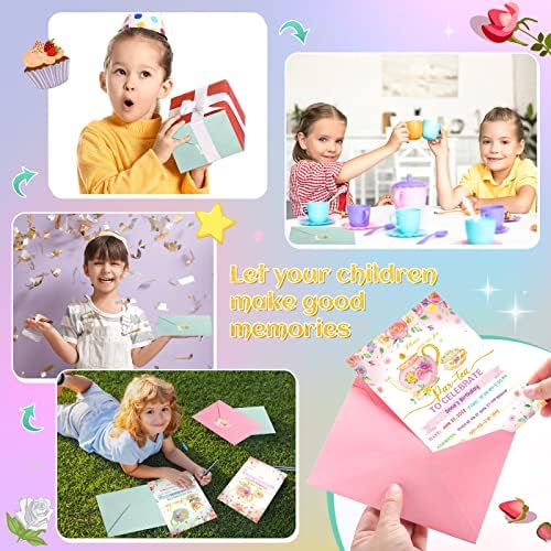 Geyoga 24 Pcs Tea Party Invites with Envelopes and Stickers