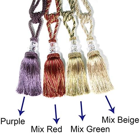 BEL AVENIR 4 Pack Crystal Curtain Tiebacks with Tassels