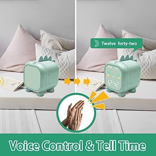 Kids Dinosaur Alarm Clock with Wake Up Light and Night Light USB Charging