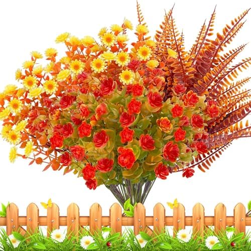 20 Bundles Artificial Fall Flowers for Outdoor Decorations