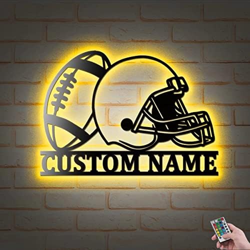 Julian-HM Football Helmet Metal Wall Art With LED Lights