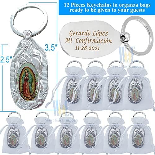 Personalized First Communion Keychain Favor 12 PCS Silver