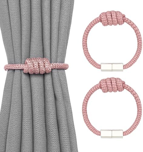 NICEEC 4 Pack Magnetic Curtain Tiebacks Pink