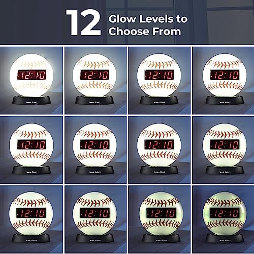 Sonic Alert Baseball Themed Digital Alarm Clock for Heavy Sleepers