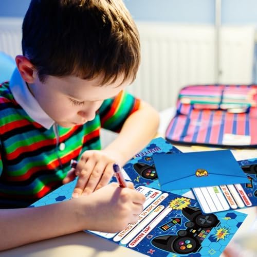 20Pcs Game Party Invitations with Envelopes and Stickers