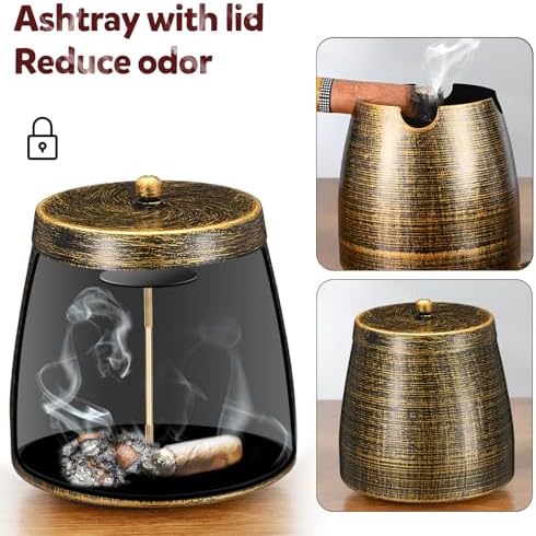 Cigar Ashtray with Lid for Outdoor Patio Use Windproof