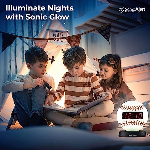 Sonic Alert Baseball Themed Digital Alarm Clock for Heavy Sleepers