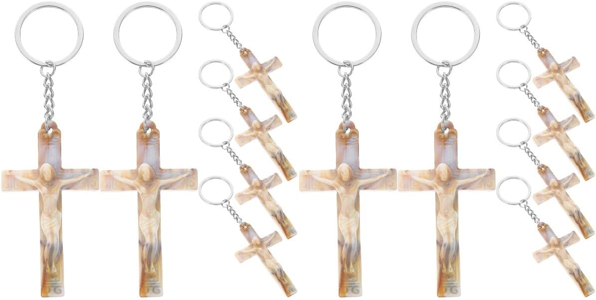 LUOZZY 12 Pcs Cross Keychains Retro Religious Christian Gifts