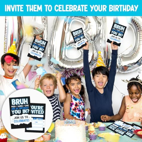 Pizza Games Cake Birthday Party Invitations Set