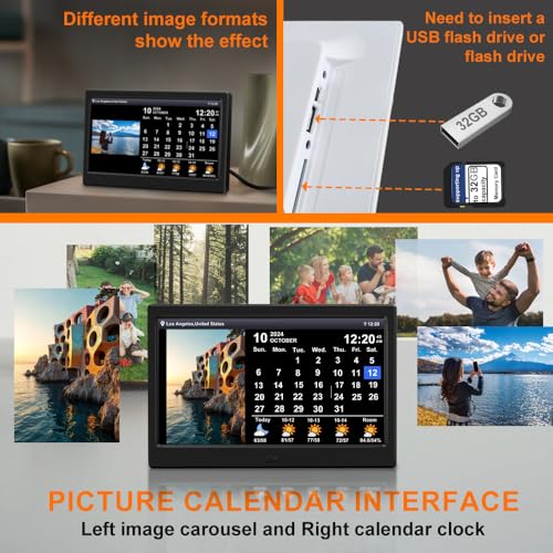 TIMEMOON 10 Inch Digital Calendar Clock with 8 Alarms and Weather Display