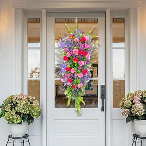 Floral Swag Teardrop Wreath Spring Summer Decor