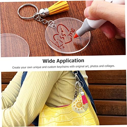 1Set Acrylic Keychain with Tassels and Jump Rings for DIY Crafts