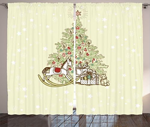 Lunarable Christmas Curtains Multicolor 2 Panel Set