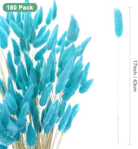 180-Pack Light Blue Bunny Tail Grass Decor