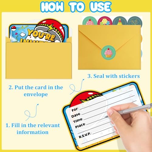 20Pcs Anime Birthday Invitations for Boys