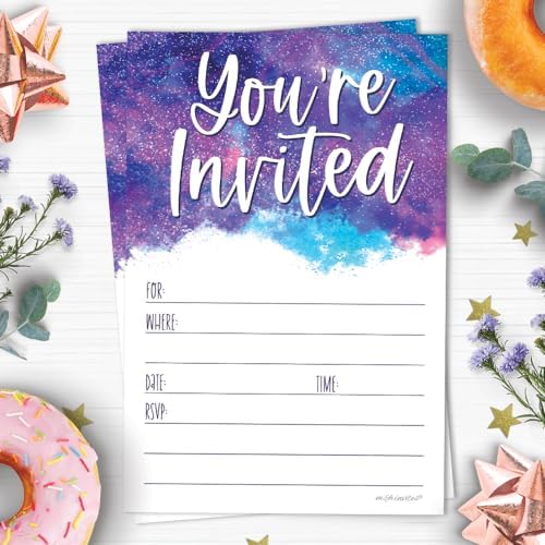 Galaxy Birthday Invitations With Envelopes 20 Count Outer Space Theme
