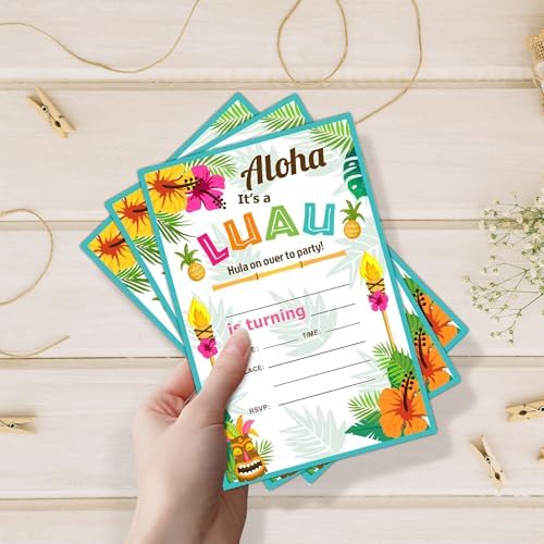 Tropical Birthday Party Invitation - 20 Double-Sided Cards With Envelopes