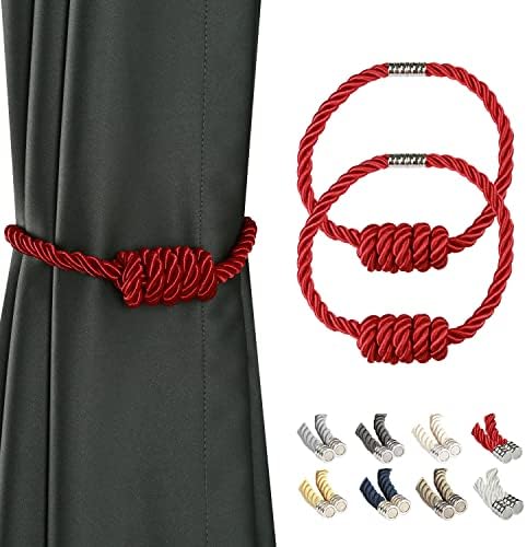 BEL AVENIR Magnetic Curtain Holdbacks 2 Pack Red