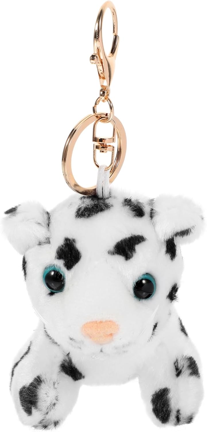 Amosfun 2pcs Plush Keychain Snow Leopard Luggage Pendant