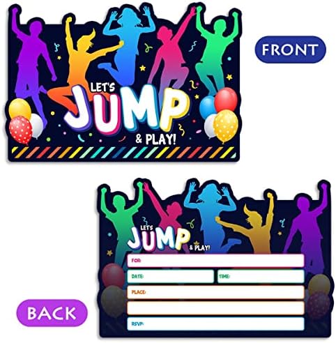 Simimi Art Bounce House Party Invitations - Trampoline Birthday Invite Set of 30