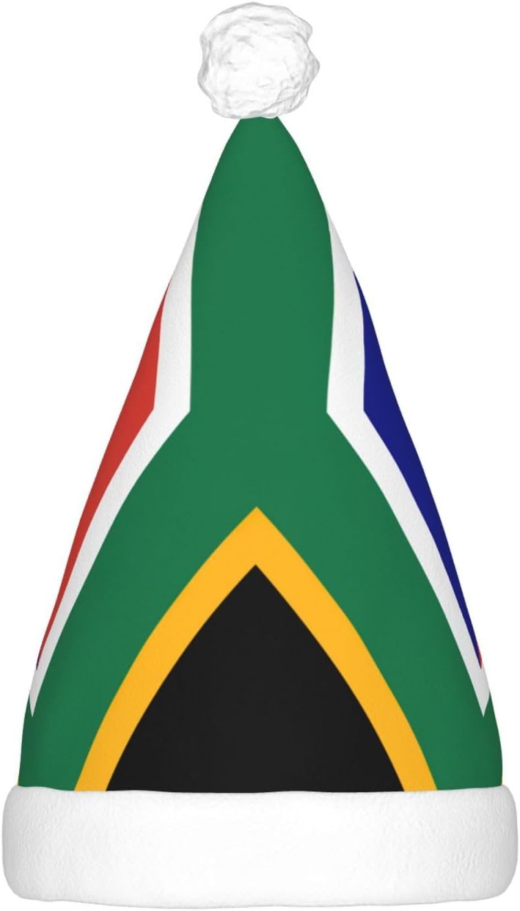 South African Flag Print Christmas Hat with LED Lights