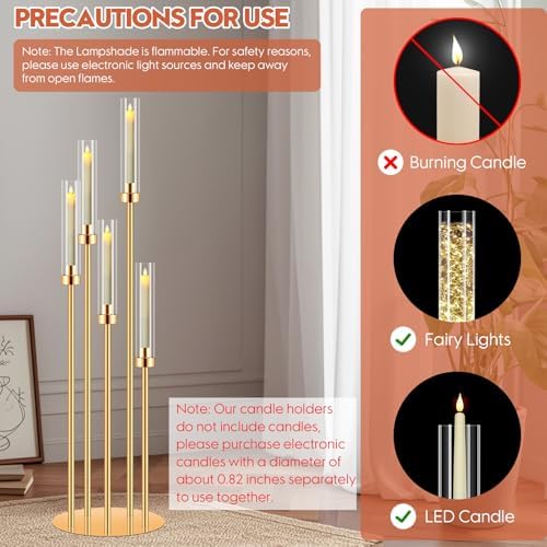 2 Set 5 Arm Gold Candelabra Holder