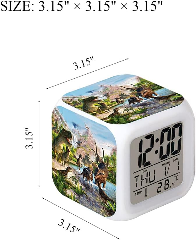 LED Alarm Clock Dinosaur Jurassic Design for Kids and Adults