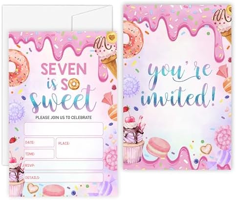 Donut Candyland Birthday Invitations Set of 20